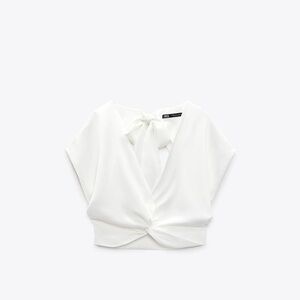 Zara White open back with Tie Blouse